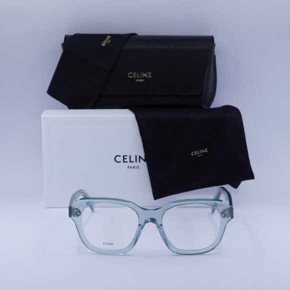 Celine CL50124I 093 Square Eyeglasses - Shiny Transparent Lime 52mm - Picture 2 of 11